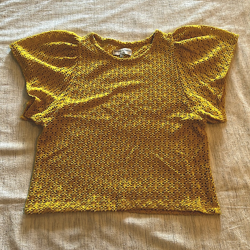 Madewell Mustard Yellow Crochet Top